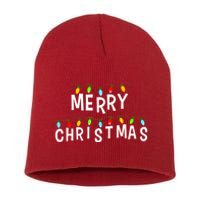 Merry Christmas Lights Short Acrylic Beanie