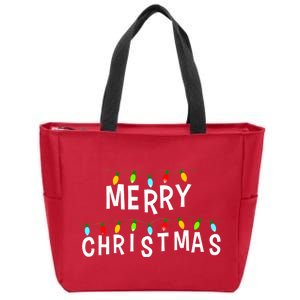 Merry Christmas Lights Zip Tote Bag