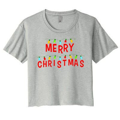 Merry Christmas Lights Women's Crop Top Tee