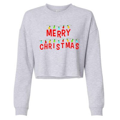 Merry Christmas Lights Cropped Pullover Crew