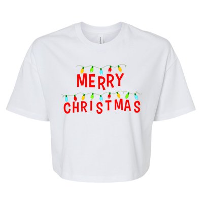 Merry Christmas Lights Bella+Canvas Jersey Crop Tee