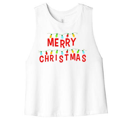 Merry Christmas Lights Women's Racerback Cropped Tank