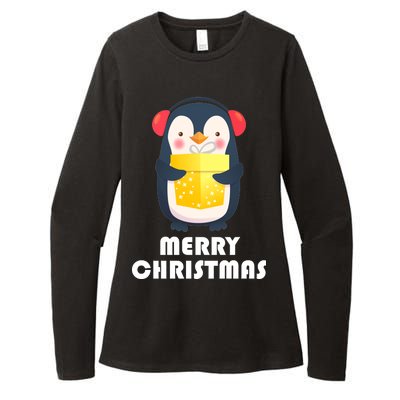 Merry Christmas Penguin Womens CVC Long Sleeve Shirt