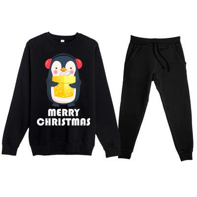 Merry Christmas Penguin Premium Crewneck Sweatsuit Set