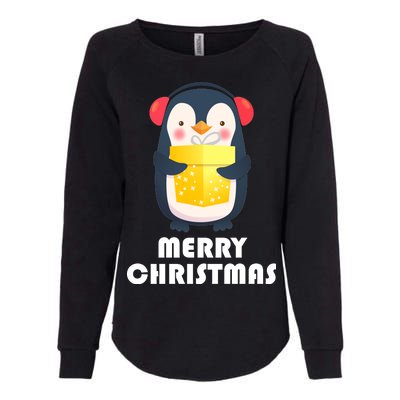 Merry Christmas Penguin Womens California Wash Sweatshirt