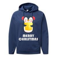 Merry Christmas Penguin Performance Fleece Hoodie