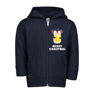 Merry Christmas Penguin Toddler Zip Fleece Hoodie