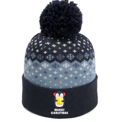 Merry Christmas Penguin The Baniff Cuffed Pom Beanie