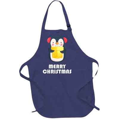 Merry Christmas Penguin Full-Length Apron With Pockets