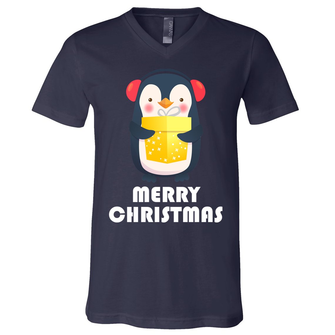 Merry Christmas Penguin V-Neck T-Shirt