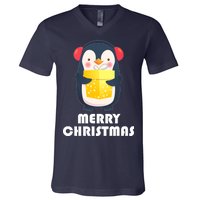 Merry Christmas Penguin V-Neck T-Shirt