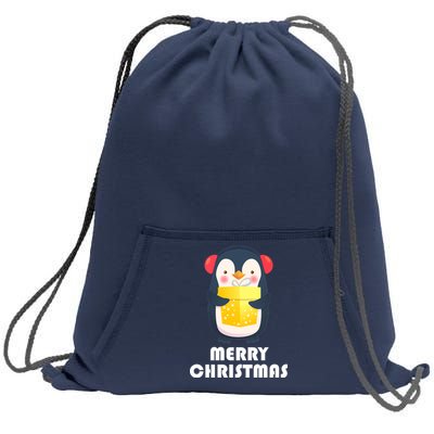 Merry Christmas Penguin Sweatshirt Cinch Pack Bag