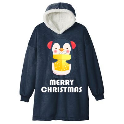 Merry Christmas Penguin Hooded Wearable Blanket