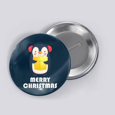 Merry Christmas Penguin Button