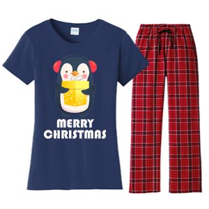 Merry Christmas Penguin Women's Flannel Pajama Set