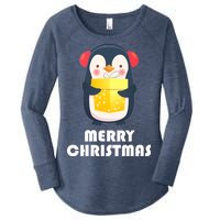 Merry Christmas Penguin Women's Perfect Tri Tunic Long Sleeve Shirt