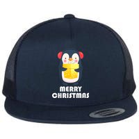 Merry Christmas Penguin Flat Bill Trucker Hat