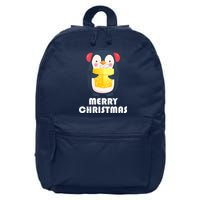 Merry Christmas Penguin 16 in Basic Backpack