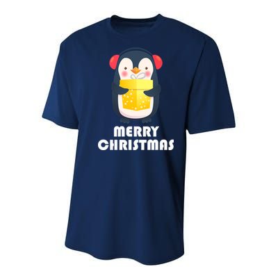 Merry Christmas Penguin Youth Performance Sprint T-Shirt