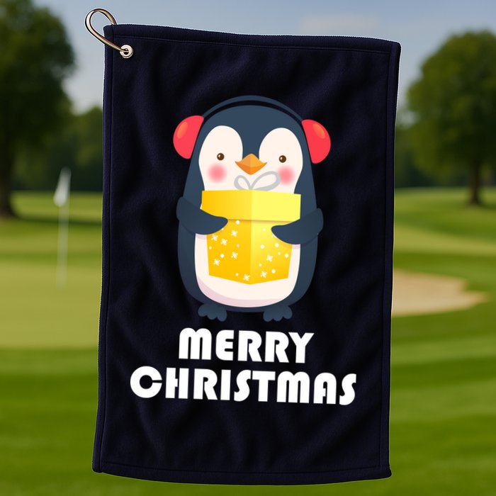 Merry Christmas Penguin Golf Towel