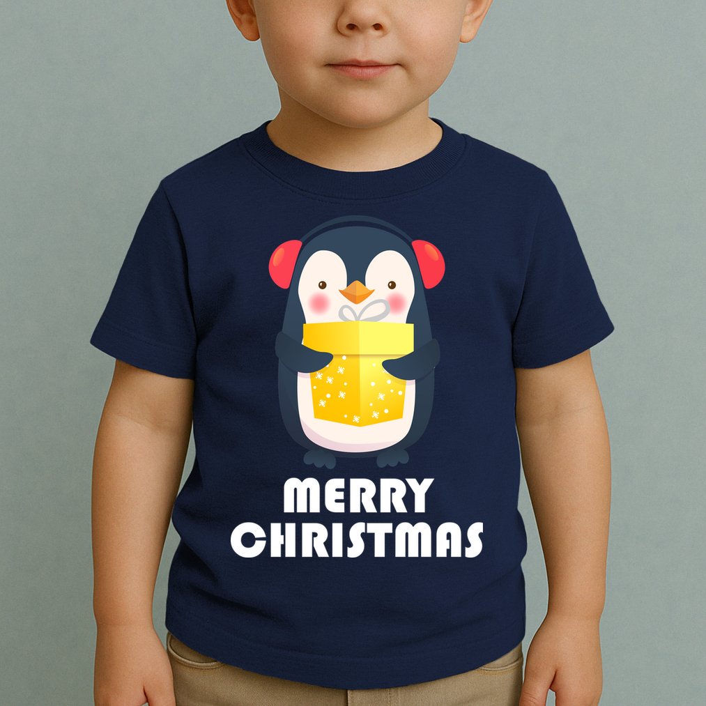 Merry Christmas Penguin Toddler T-Shirt