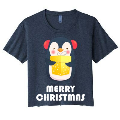 Merry Christmas Penguin Women's Crop Top Tee