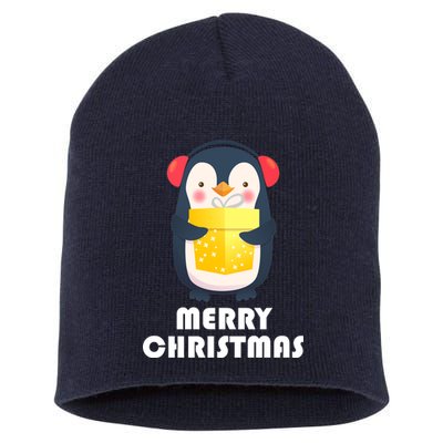 Merry Christmas Penguin Short Acrylic Beanie