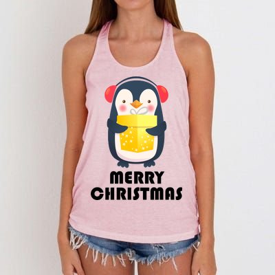 Merry Christmas Penguin Women's Knotted Racerback Tank