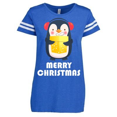 Merry Christmas Penguin Enza Ladies Jersey Football T-Shirt