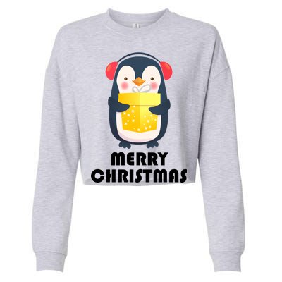 Merry Christmas Penguin Cropped Pullover Crew