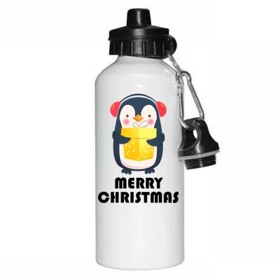 Merry Christmas Penguin Aluminum Water Bottle