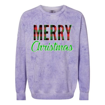 Merry Christmas Plaid Colorblast Crewneck Sweatshirt