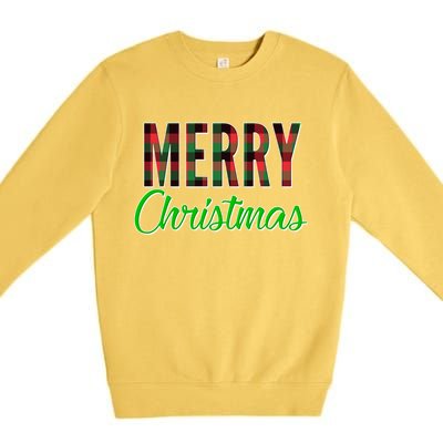 Merry Christmas Plaid Premium Crewneck Sweatshirt