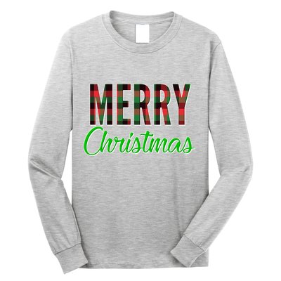 Merry Christmas Plaid Long Sleeve Shirt