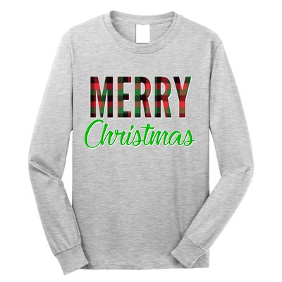 Merry Christmas Plaid Long Sleeve Shirt