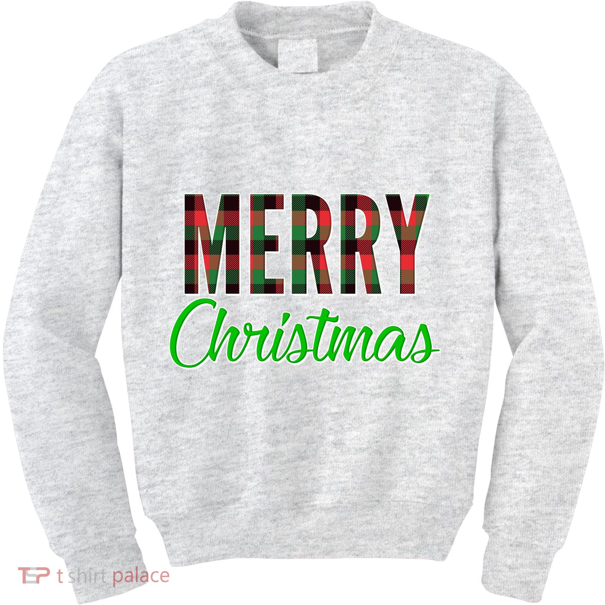 Merry Christmas Plaid Kids Sweatshirt