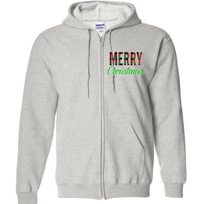 Merry Christmas Plaid Full Zip Hoodie