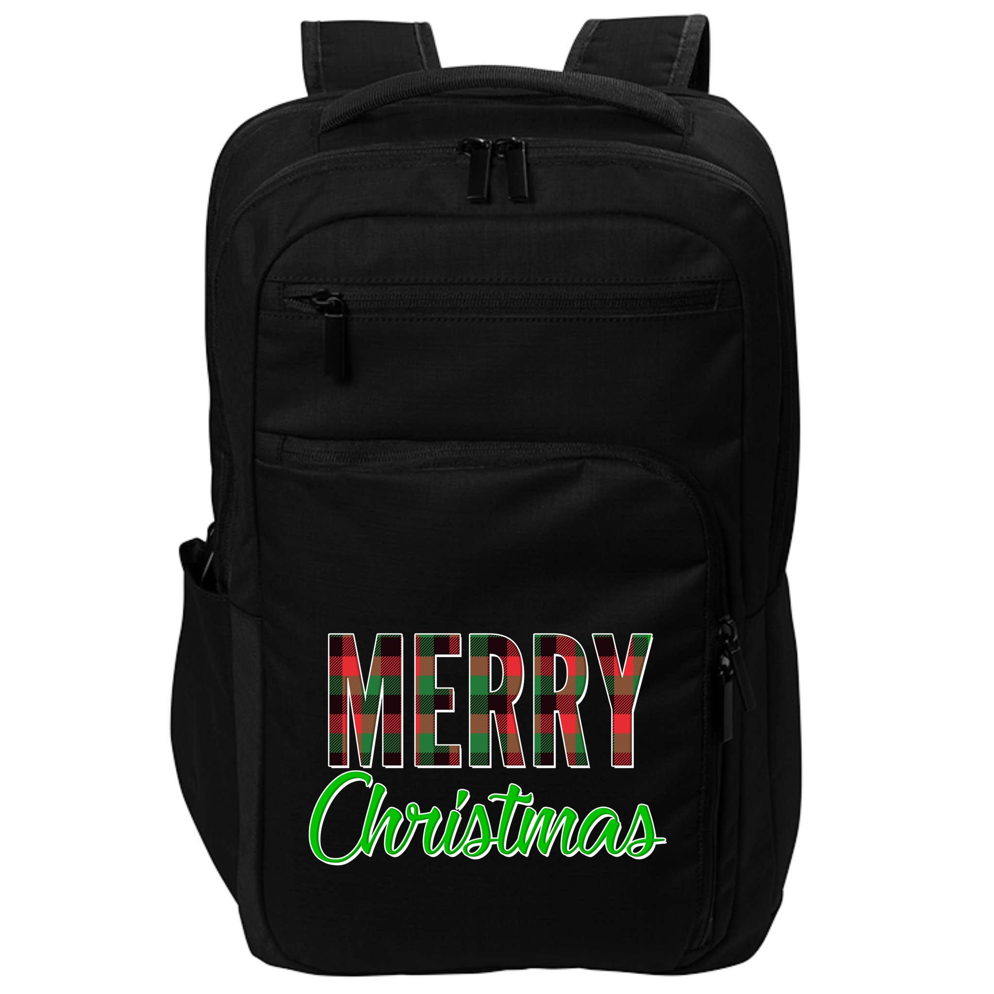 Merry Christmas Plaid Impact Tech Backpack