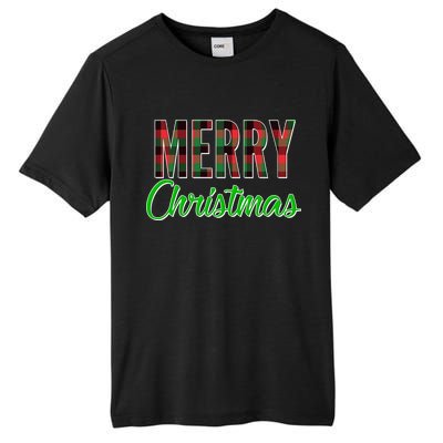 Merry Christmas Plaid Tall Fusion ChromaSoft Performance T-Shirt