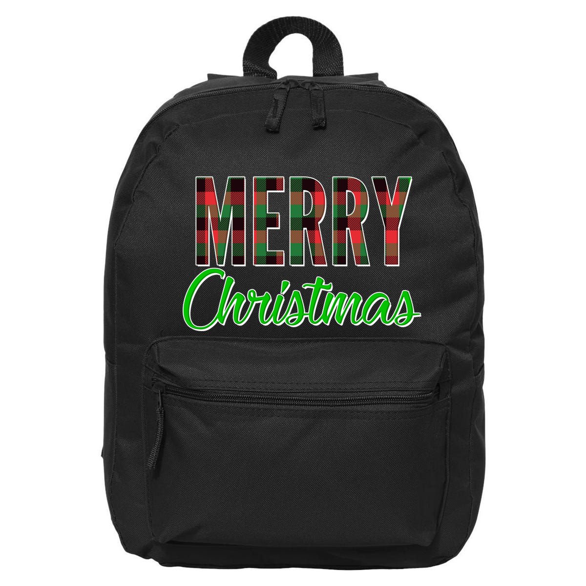 Merry Christmas Plaid 16 in Basic Backpack