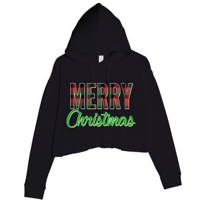 Merry Christmas Plaid Crop Fleece Hoodie