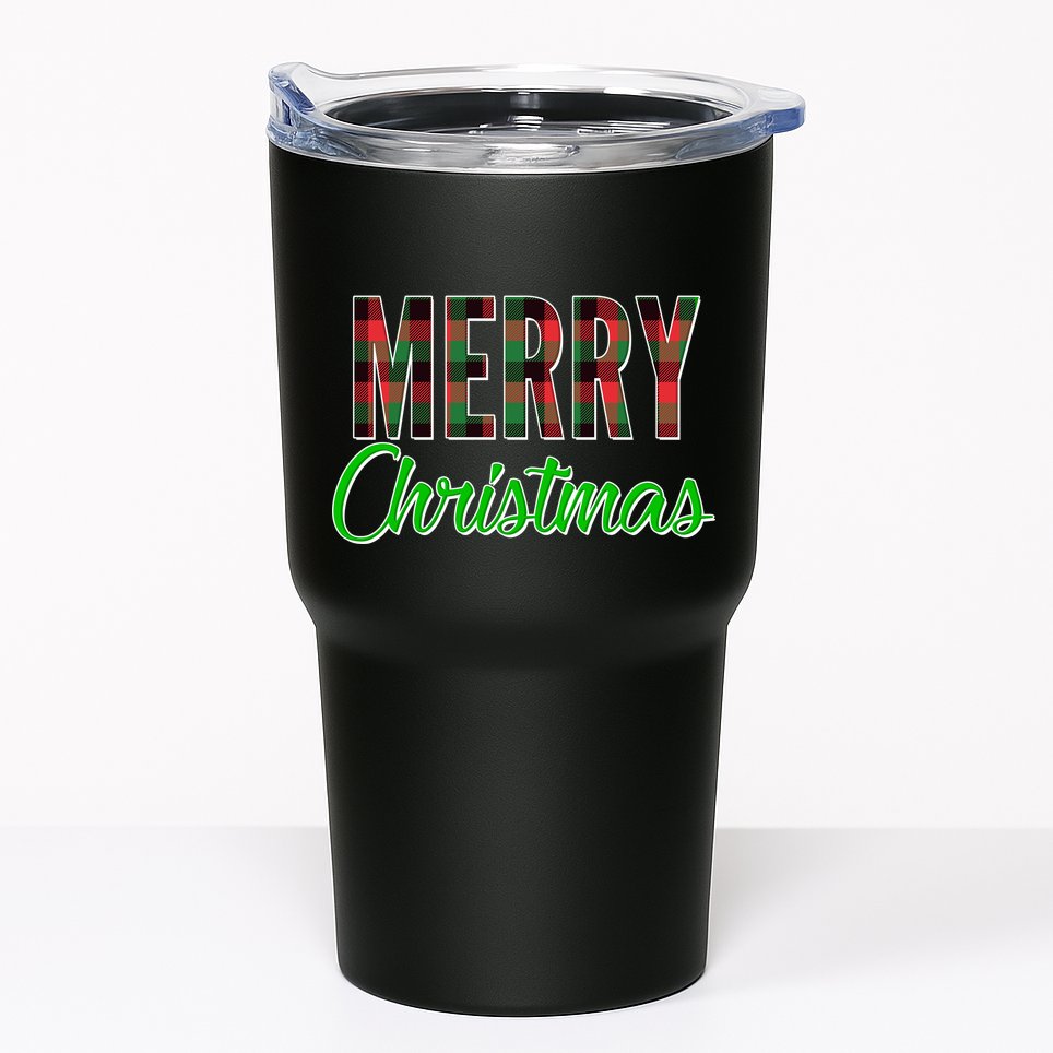 Merry Christmas Plaid Tumbler