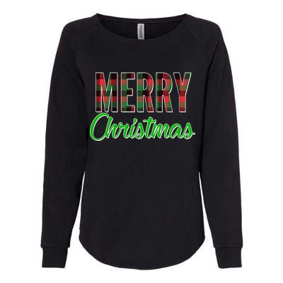 Merry Christmas Plaid Womens California Wash Sweatshirt