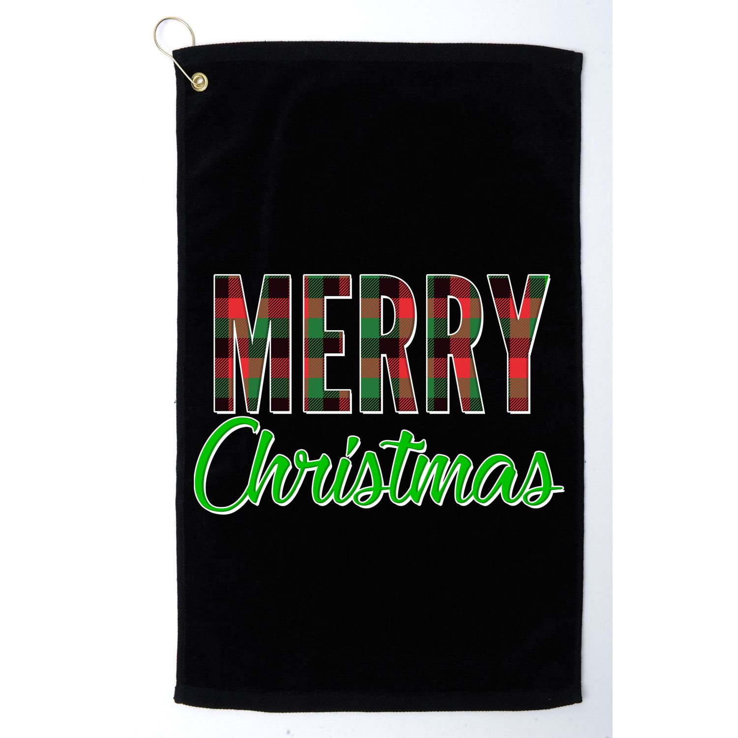 Merry Christmas Plaid Golf Towel