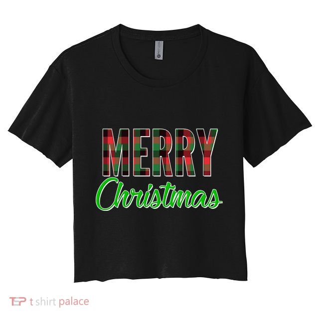 Merry Christmas Plaid Crop Top