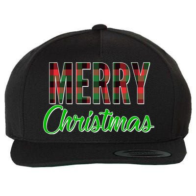 Merry Christmas Plaid Wool Snapback Cap