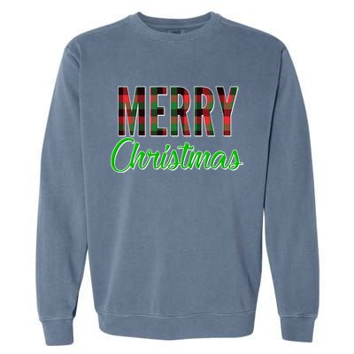 Merry Christmas Plaid Garment-Dyed Sweatshirt