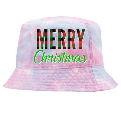 Merry Christmas Plaid Tie-Dyed Bucket Hat