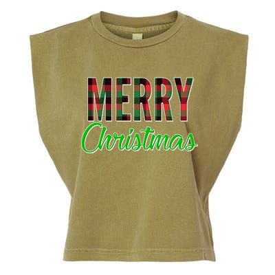 Merry Christmas Plaid Garment-Dyed Women's Muscle Tee