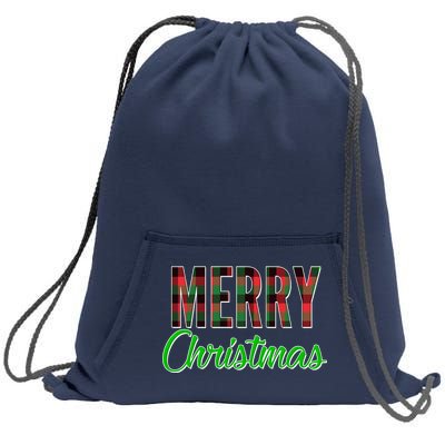 Merry Christmas Plaid Sweatshirt Cinch Pack Bag